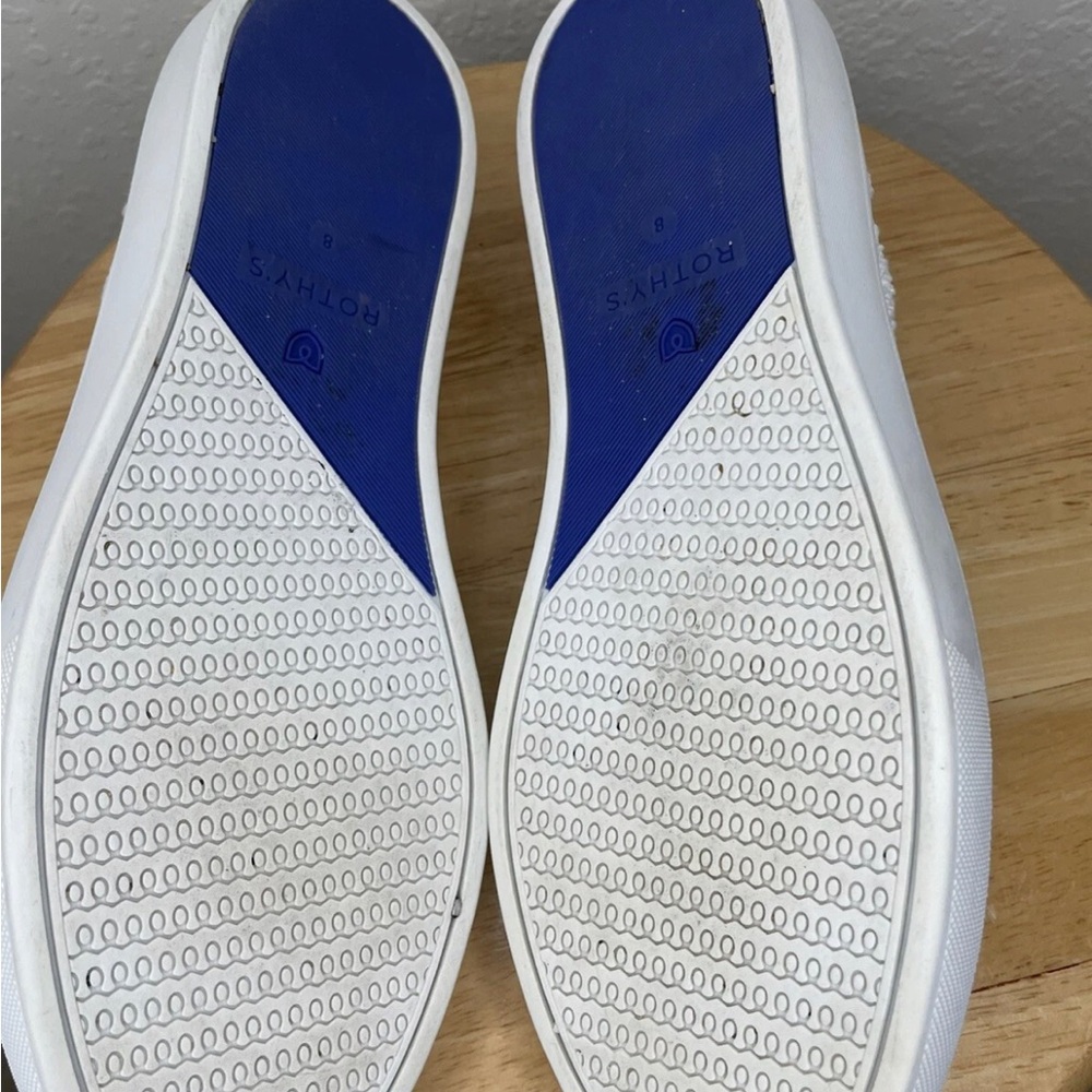 Rothy's White Slip-On Sneakers with Blue Trim size 8 - Picture 6 of 9